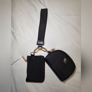 Black Crossbody Bag with Gold Accents